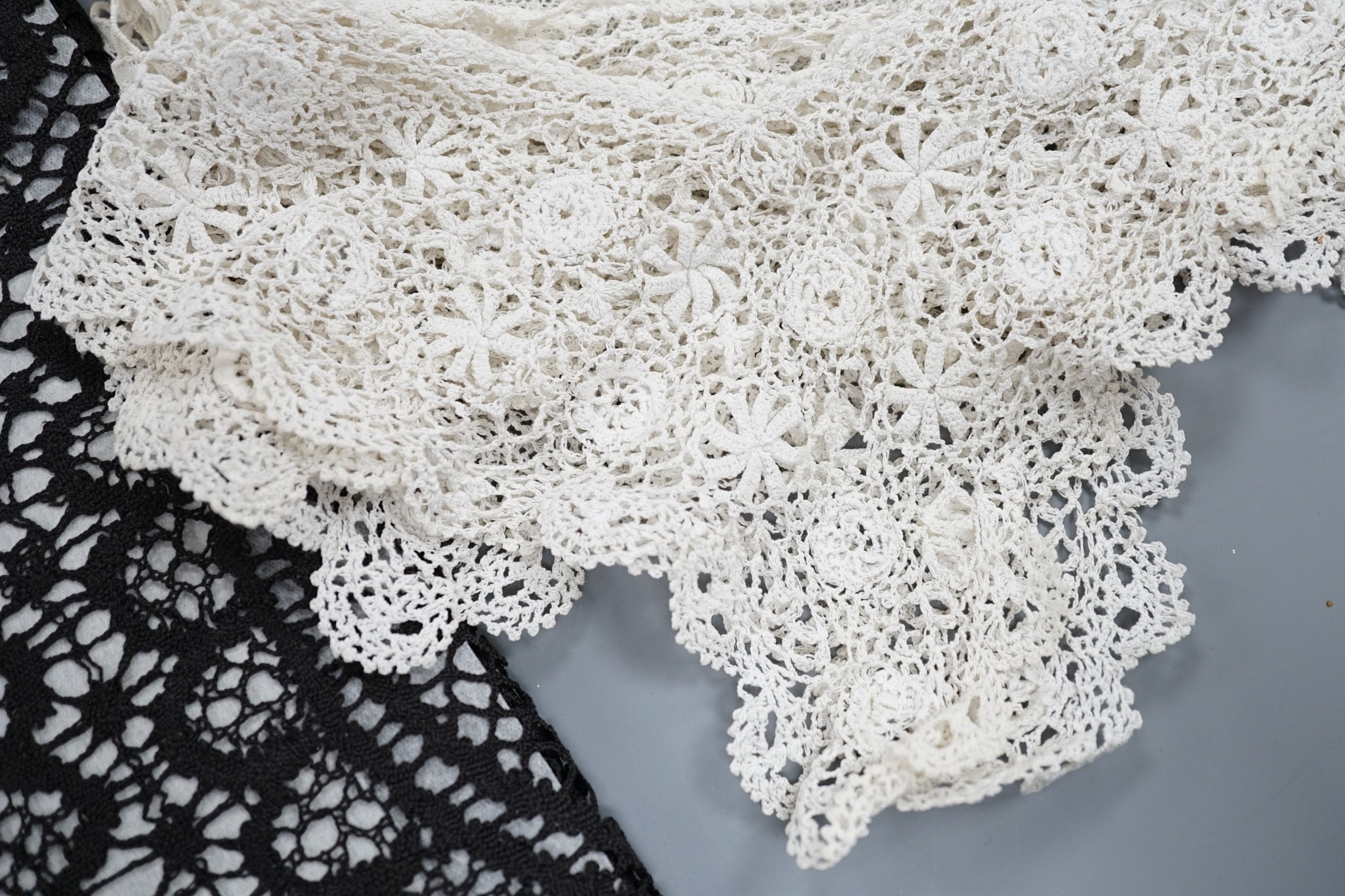 A collection of 19th century hand made bobbin lace and other handmade collars and trimmings, including Honiton, Irish crochet.